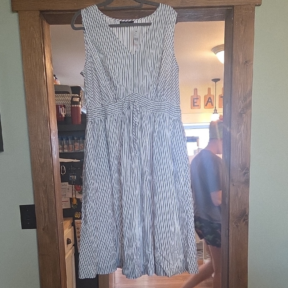 Lane Bryant Black and White Striped Midi Dress
